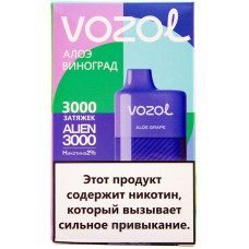 Вейп Vozol Alien 3000 тяг Алоэ Виноград 2% Одноразовый