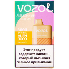 Вейп Vozol Alien 3000 тяг Лимоновый Йогурт 2% Одноразовый