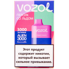 Вейп Vozol Alien 3000 тяг Персик со Льдом 2% Одноразовый